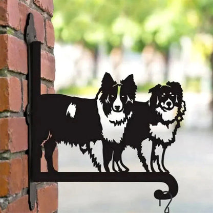 Two Border Collies Metal Hanging Bracket Plant Stand PS001