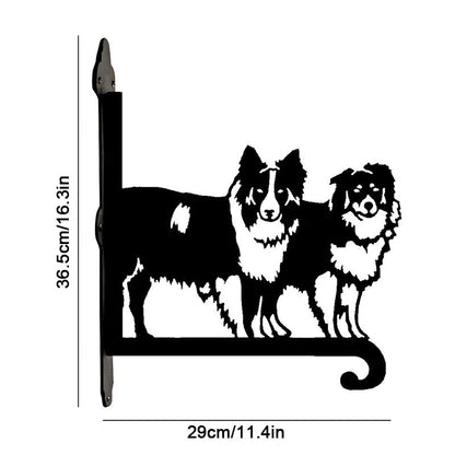 Two Border Collies Metal Hanging Bracket Plant Stand PS001