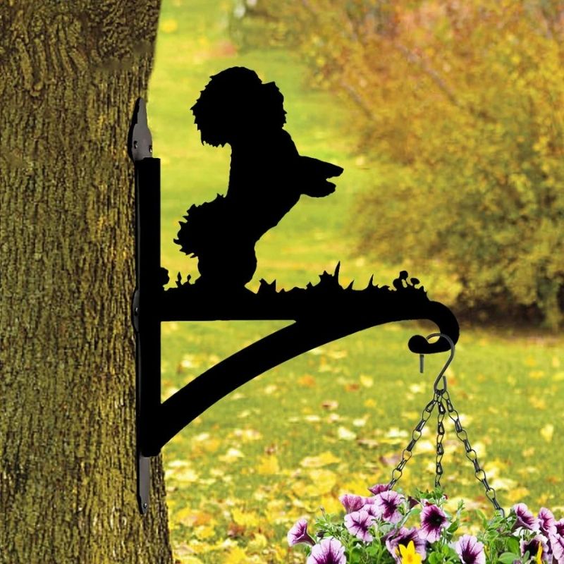 Bichon Frise Dog Metal Hanging Bracket Plant Stand PS091