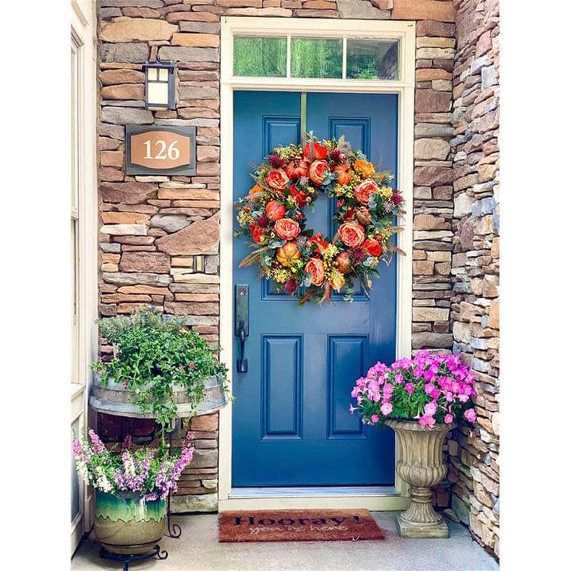 Fall Peony And Pumpkin Wreath - Year Round Wreath