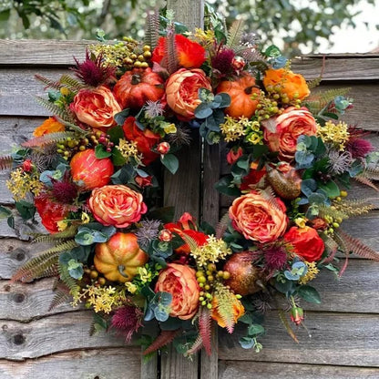 Fall Peony And Pumpkin Wreath - Year Round Wreath