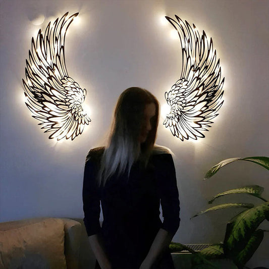 Angel Wings Metal Wall Art With Led Lights