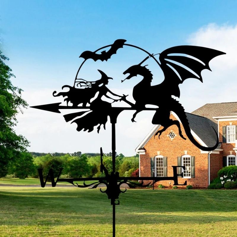 Witch and Dragon Stainless Steel Weathervane MW020