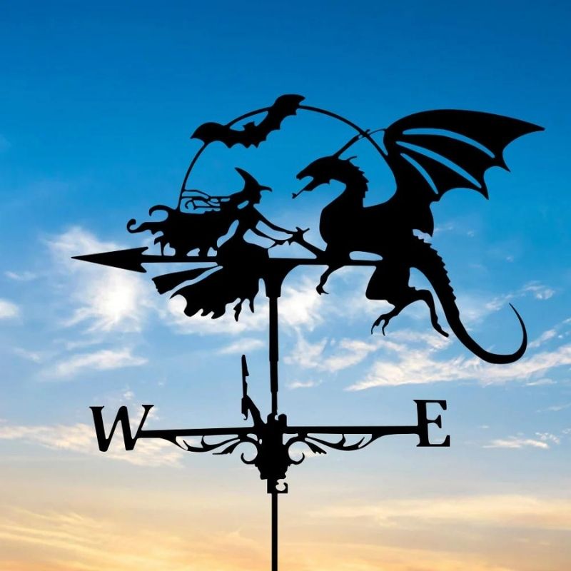 Witch and Dragon Stainless Steel Weathervane MW020