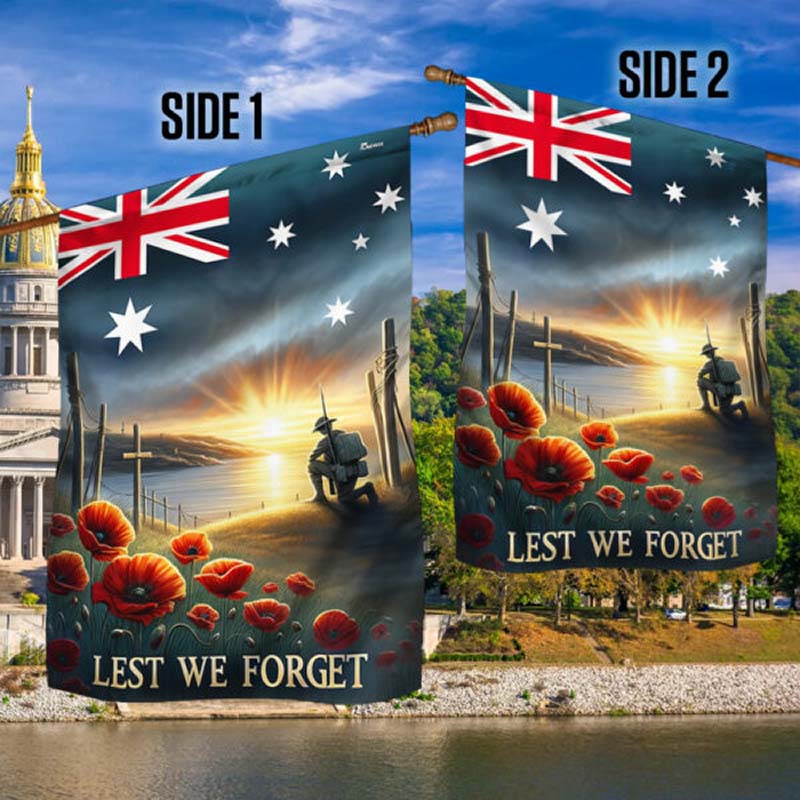 Anzac Day Australian Veteran Lest We Forget Flag