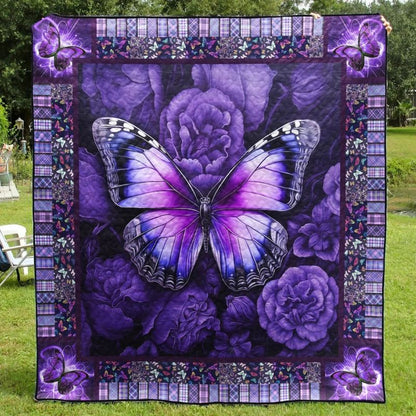 Purple Butterfly Flower Blanket - H233 - Premium Blanket