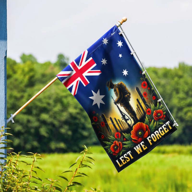 Australian Veteran Anzac Day Lest We Forget Flag