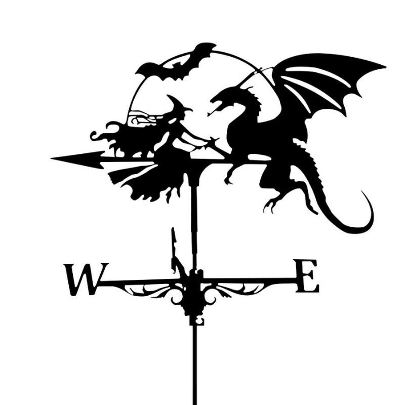 Witch and Dragon Stainless Steel Weathervane MW020