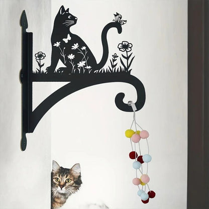 Cat And Flower Metal Hanging Bracket Plant Stand PS021