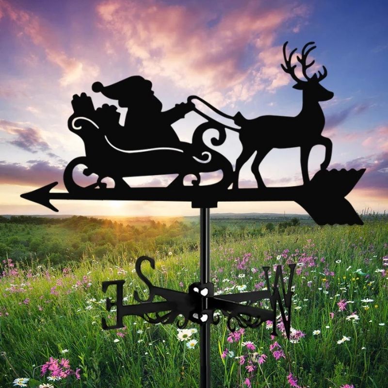 Reindeer and Santa Claus Stainless Steel Weathervane MW115