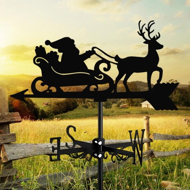 Reindeer and Santa Claus Stainless Steel Weathervane MW115