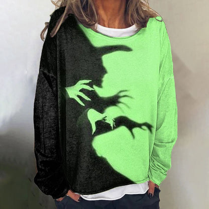 Women's Halloween Witch Shadow Print Casual Top