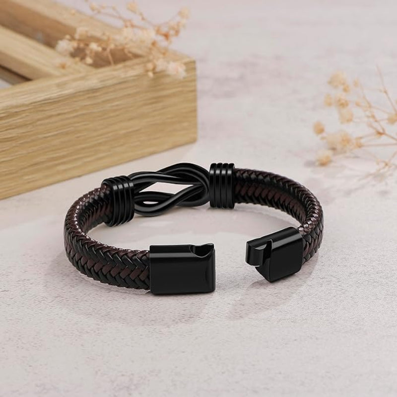 Forever Linked Black Braided Leather Bracelets - Love My Grandson