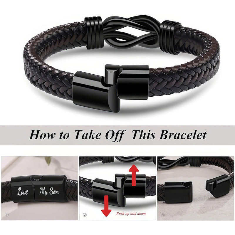 "Mother and Son Forever Linked Together" Black Braided Leather Bracelets - Forever Linked