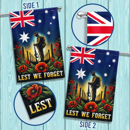 Australian Veteran Anzac Day Lest We Forget Flag