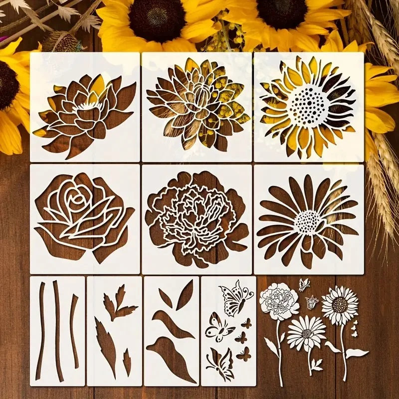 Blooming Flowers Garden Stencils - DIY Decoration