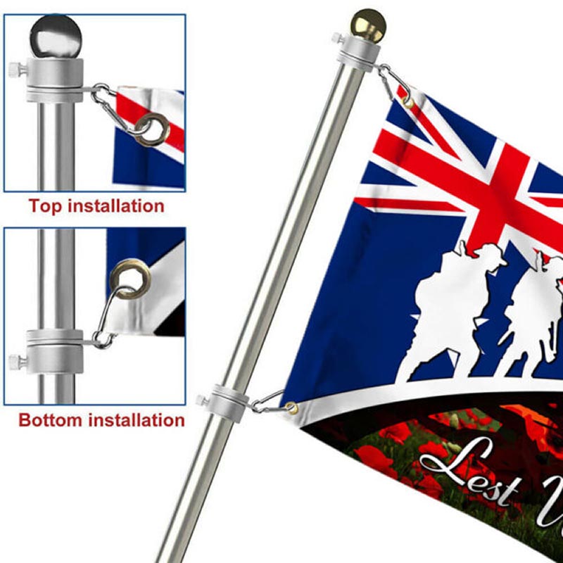 Lest We Forget. Anzac Day. Poppy Veteran Grommet Flag