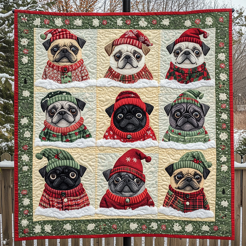 Cute Pugs And Ugly Sweaters - F603 - Premium Blanket