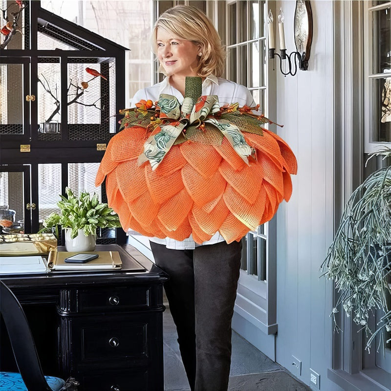 Farmhouse Pumpkin Wreath For Front Door