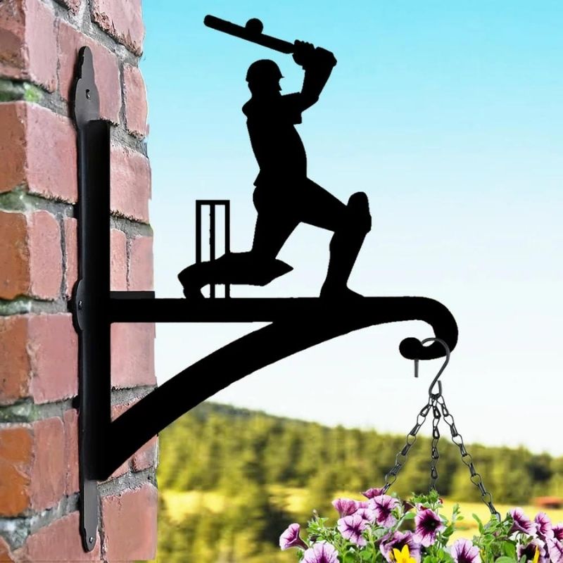 Cricket Player Metal Hanging Bracket Plant Stand PS054