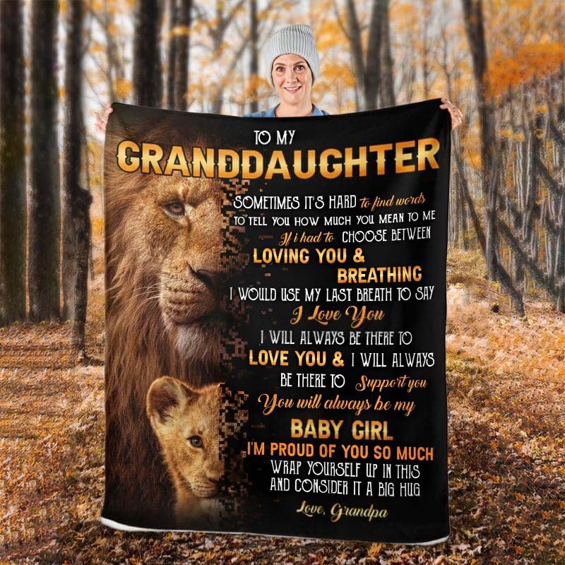 To My Granddaughter - From Grandpa - LionBlanket - A322 - Premium Blanket