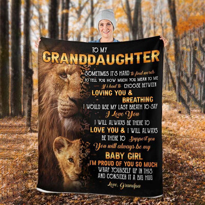 To My Granddaughter - From Grandpa - LionBlanket - A322 - Premium Blanket