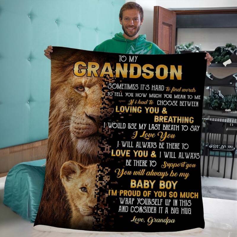 To My Grandson - From Grandpa - LionBlanket - A322 - Premium Blanket