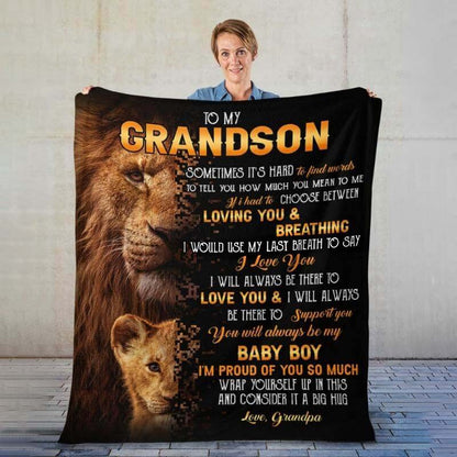 To My Grandson - From Grandpa - LionBlanket - A322 - Premium Blanket