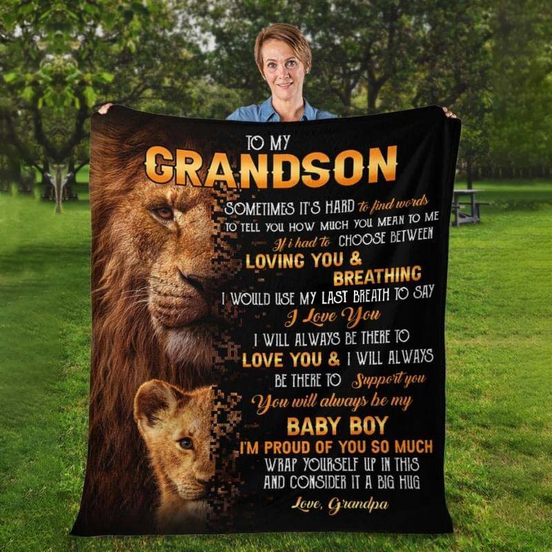 To My Grandson - From Grandpa - LionBlanket - A322 - Premium Blanket