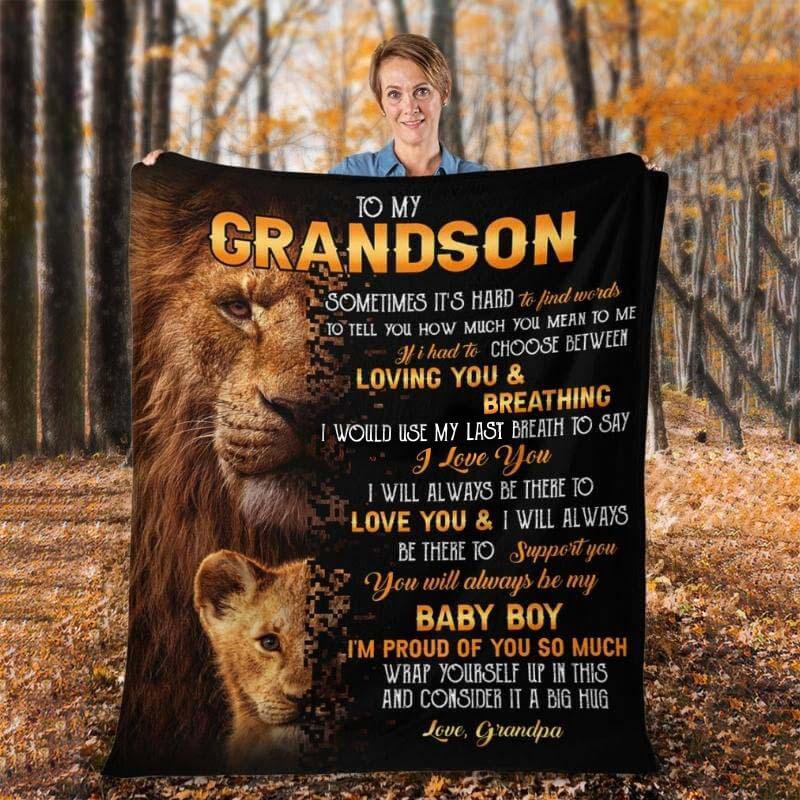 To My Grandson - From Grandpa - LionBlanket - A322 - Premium Blanket