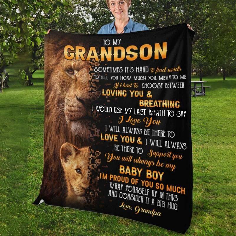 To My Grandson - From Grandpa - LionBlanket - A322 - Premium Blanket