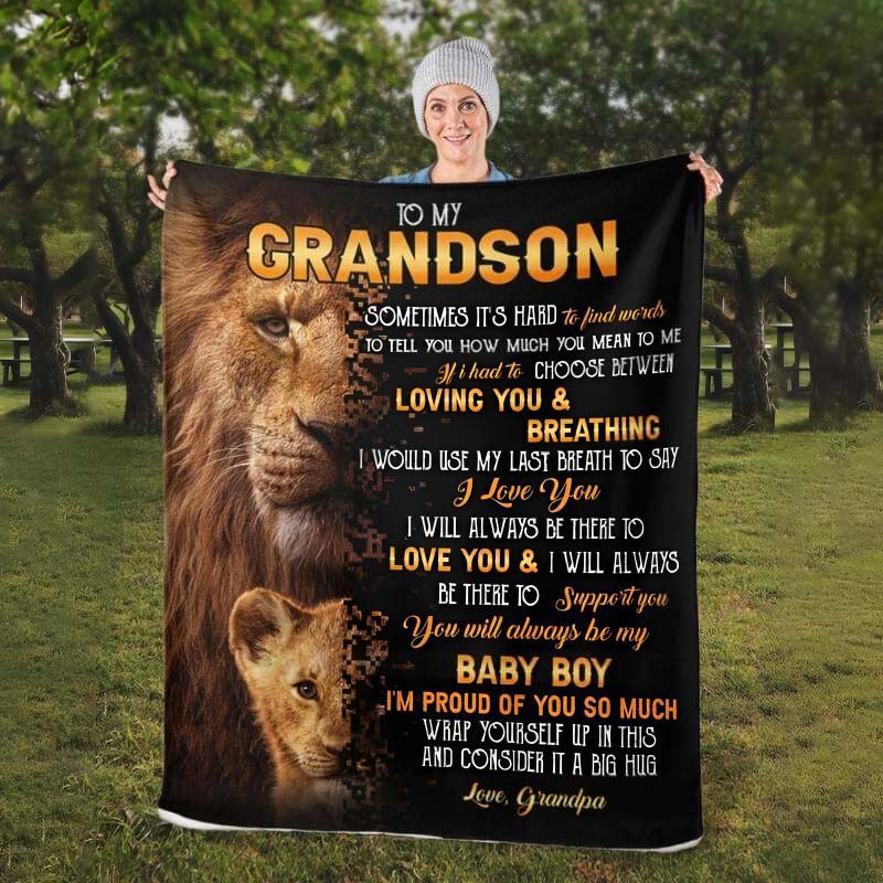 To My Grandson - From Grandpa - LionBlanket - A322 - Premium Blanket