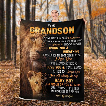 To My Grandson - From Grandpa - LionBlanket - A322 - Premium Blanket