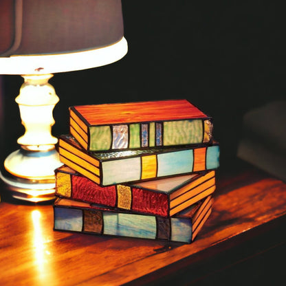 Stained Glass Stacked Books Lamp