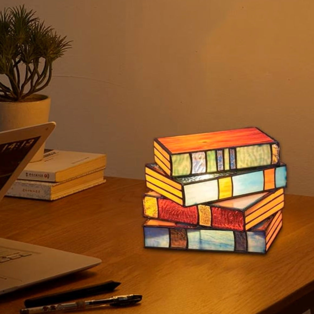 Stained Glass Stacked Books Lamp