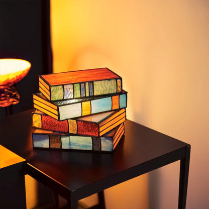 Stained Glass Stacked Books Lamp