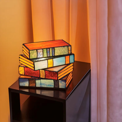 Stained Glass Stacked Books Lamp