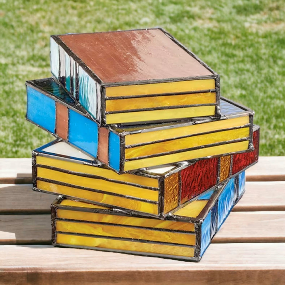 Stained Glass Stacked Books Lamp