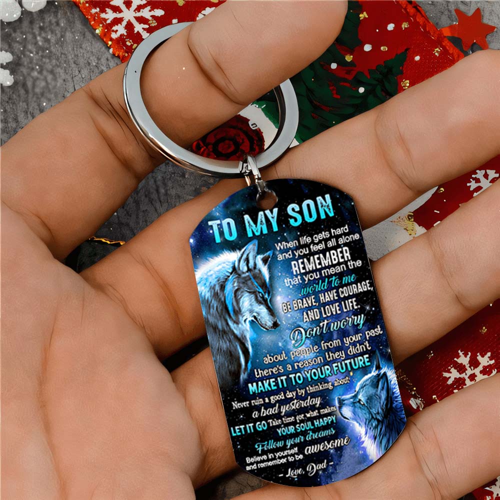 Let It Go - Wolf Multi Colors Personalized Keychain - A882