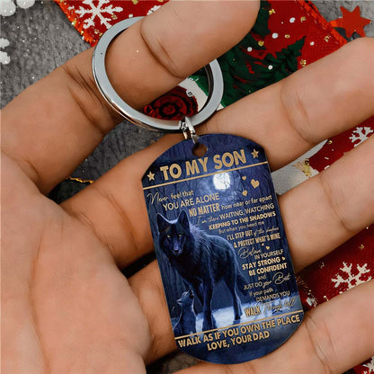 Never Feel That You Are Alone - Wolf Multi Colors Personalized Keychain - A884