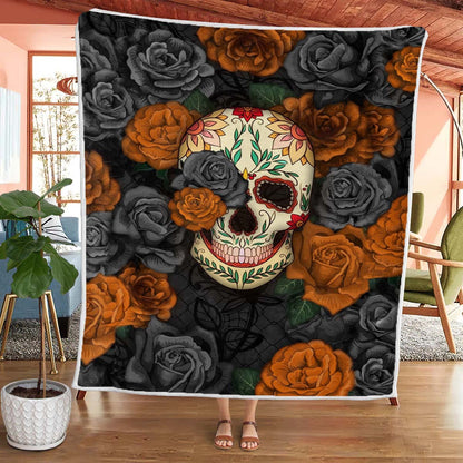 Rose Skull - B184 - Premium Blanket