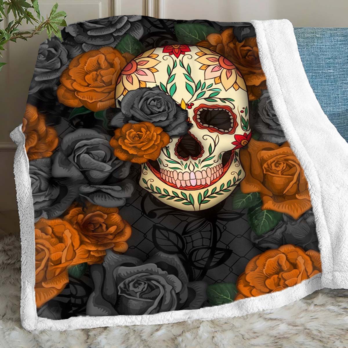 Rose Skull - B184 - Premium Blanket