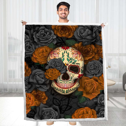 Rose Skull - B184 - Premium Blanket