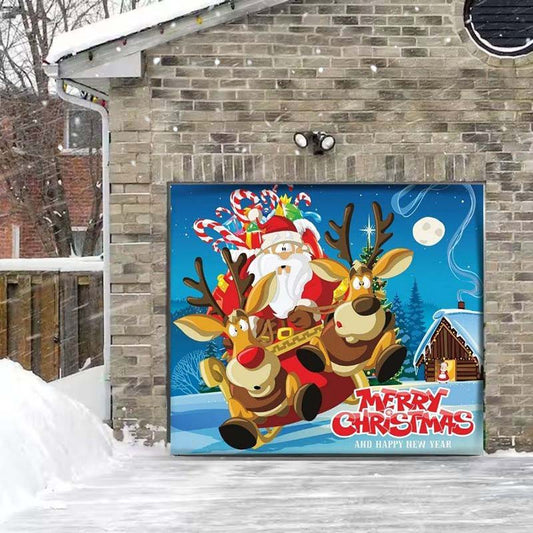 Santa On Reindeer Christmas Garage Door Covers CC004