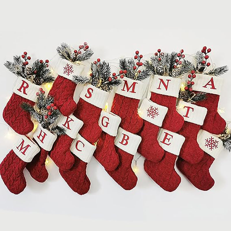 🎄Xmas Gift Bag🎄 Red Knit Alphabet Christmas Stocking