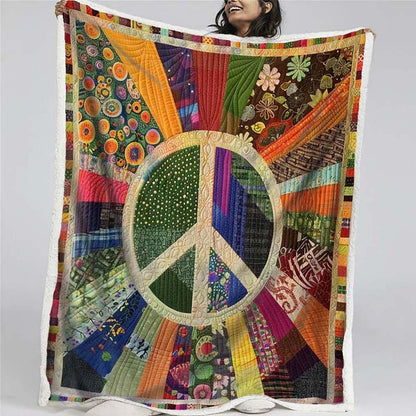 Retro Peace Sign Blanket - D242 - Premium Blanket