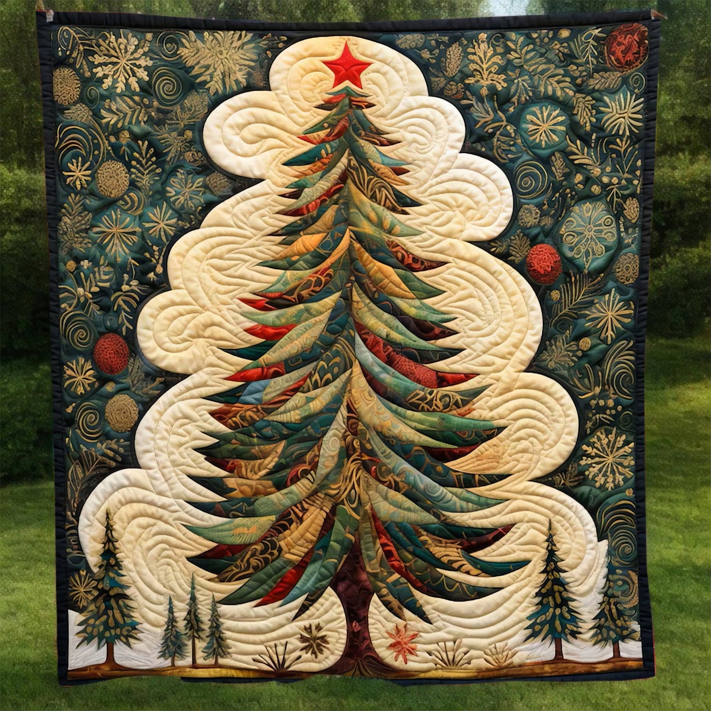 Christmas Tree and Snow Blanket - D265 - Premium Blanket