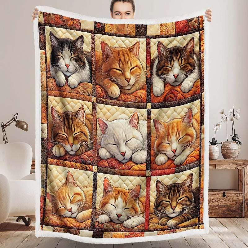 Autumn Sleeping Cat Blanket - D269 - Premium Blanket