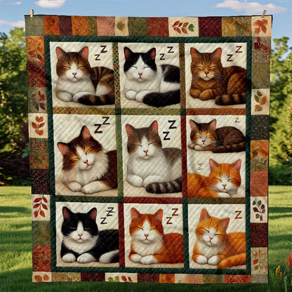 Vintage Sleeping Cat Blanket - D270 - Premium Blanket