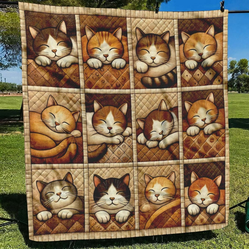 Cute Smiling Cat Blanket - D272 - Premium Blanket